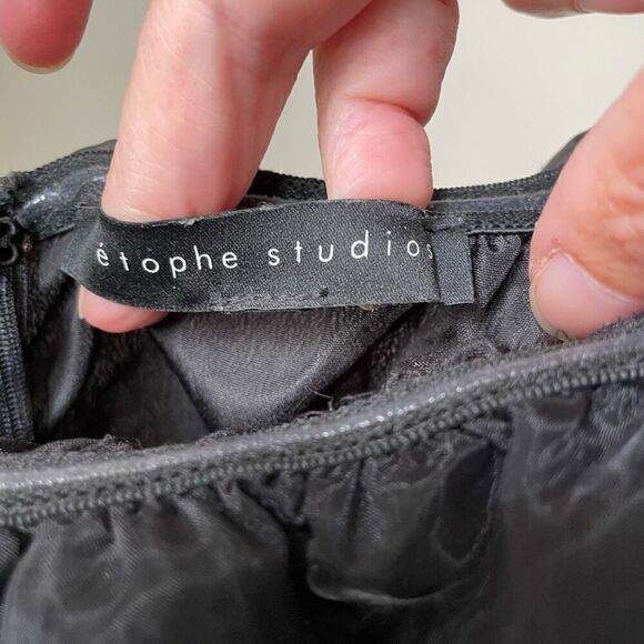 Etophe Studios Off Shoulder Chiffon Swing Crop Top Black S - Picture 6 of 8